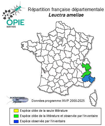 Carte de distribution de Leuctra ameliae Vinçon & Ravizza, 1996 *