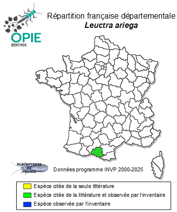 Carte de distribution de Leuctra ariega Pardo & Vinçon, 1995 *