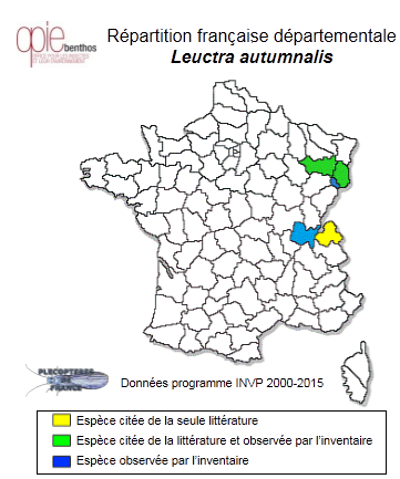 Carte de distribution de Leuctra autumnalis Aubert, 1948