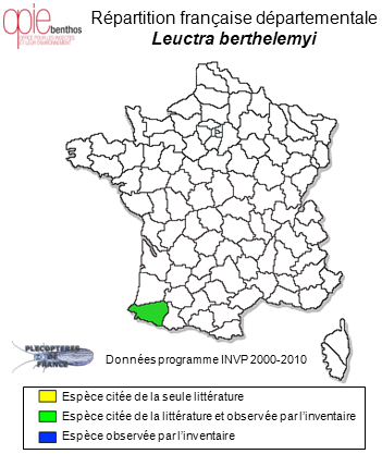 Carte de distribution de Leuctra berthelemyi Zwick & Vinçon, 1993 *