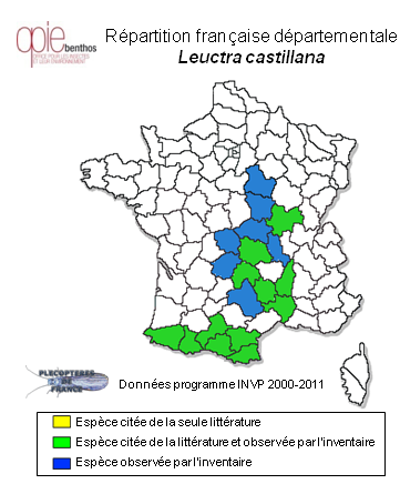Carte de distribution de Leuctra castillana Aubert, 1956