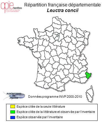 Carte de distribution de Leuctra concii Consiglio, 1958