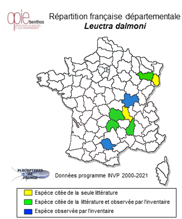 Carte de distribution de Leuctra dalmoni Vinçon, 2007