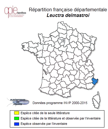 Carte de distribution de Leuctra delmastroi Vinçon, 2012