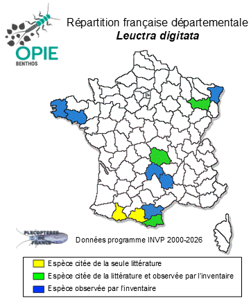 Carte de distribution de Leuctra digitata Kempny, 1899