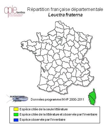 Carte de distribution de Leuctra fraterna Morton, 1930 *