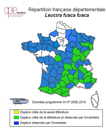 Carte de distribution de Leuctra fusca fusca (Linnaeus, 1758)