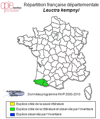 Carte de distribution de Leuctra kempnyi Mosely, 1932