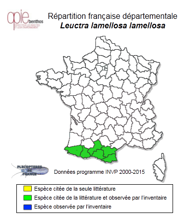 Carte de distribution de Leuctra lamellosa lamellosa Despax, 1929