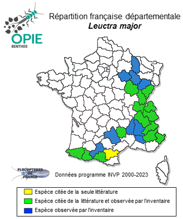 Carte de distribution de Leuctra major Brinck, 1949