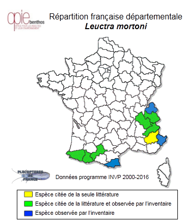 Carte de distribution de Leuctra mortoni Kempny, 1899