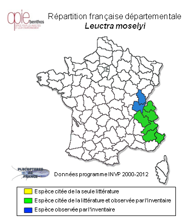 Carte de distribution de Leuctra moselyi Morton, 1929