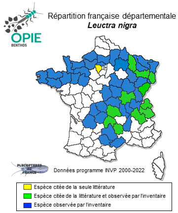 Carte de distribution de Leuctra nigra (Olivier, 1811)