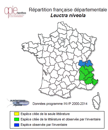 Carte de distribution de Leuctra niveola Schmid, 1947