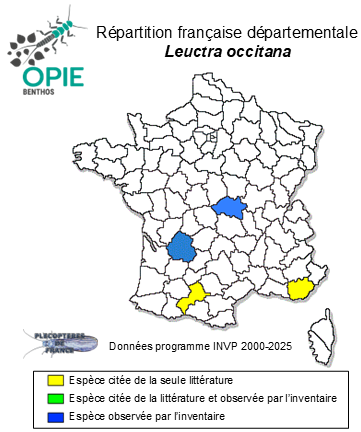 Carte de distribution de Leuctra occitana Despax, 1930