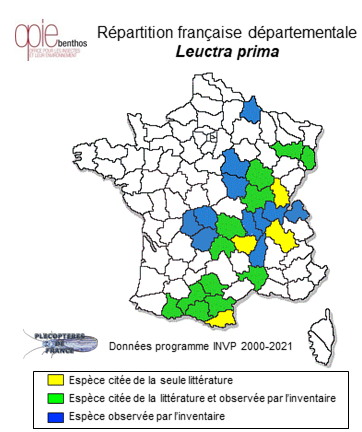Carte de distribution de Leuctra prima Kempny, 1899