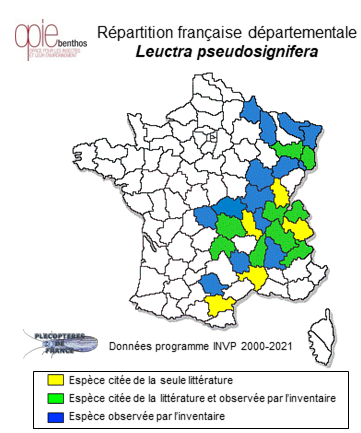 Carte de distribution de Leuctra pseudosignifera Aubert, 1954