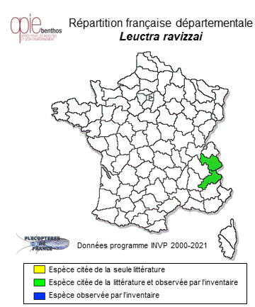 Carte de distribution de Leuctra ravizzai Ravizza Dematteis & Vinçon, 1994 *