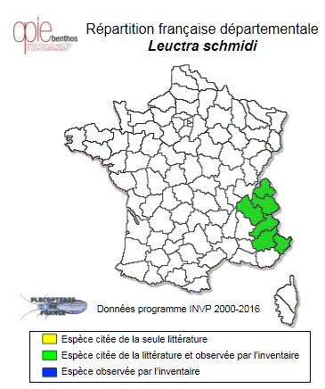 Carte de distribution de Leuctra schmidi Aubert, 1946 *