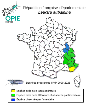Carte de distribution de Leuctra subalpina Vinçon, Ravizza & Aubert, 1995