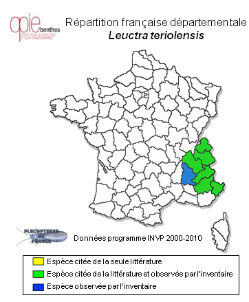 Carte de distribution de Leuctra teriolensis Kempny, 1900