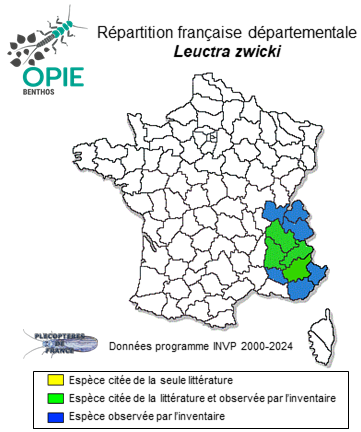 Carte de distribution de Leuctra zwicki Ravizza & Vinçon, 1991 *