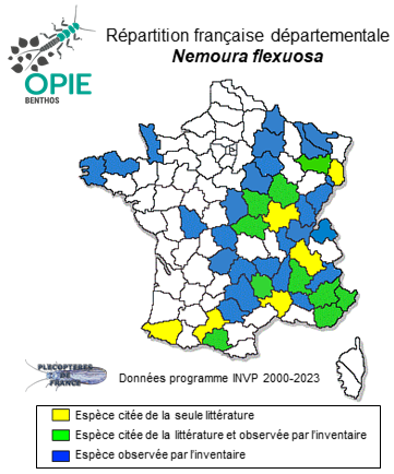 Carte de distribution de Nemoura flexuosa Aubert, 1949