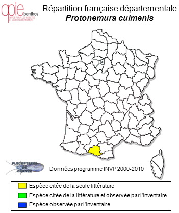 Carte de distribution de Protonemura culmenis Zwick & Vinçon, 1993 *