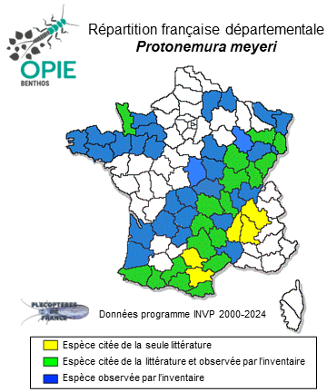 Carte de distribution de Protonemura meyeri (Pictet, 1841)