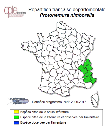 Carte de distribution de Protonemura nimborella Mosely, 1930 *