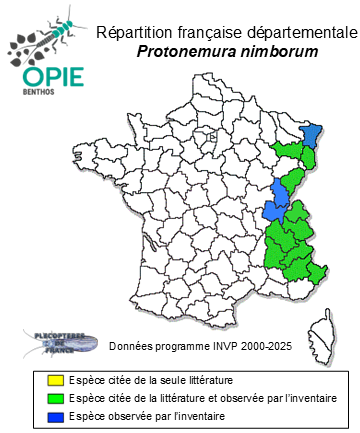 Carte de distribution de Protonemura nimborum (Ris, 1902)