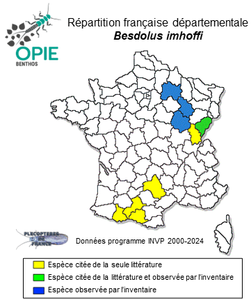Carte de distribution de Besdolus imhoffi (Pictet, 1841)