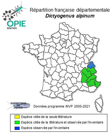 Carte de distribution de Dictyogenus alpinum (Pictet, 1841)