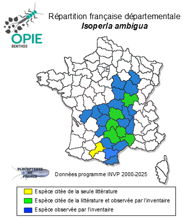 Carte de distribution de Isoperla ambigua (Despax, 1936)