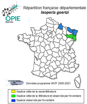 Carte de distribution de Isoperla goertzi Illies, 1952