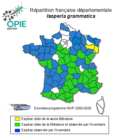 Carte de distribution de Isoperla grammatica (Poda, 1761)