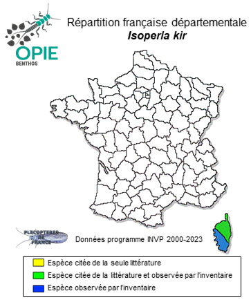 Carte de distribution de Isoperla kir Fochetti & Vinçon, 1993 *