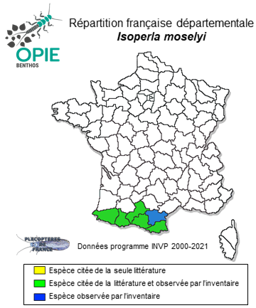 Carte de distribution de Isoperla moselyi (Despax, 1936) *
