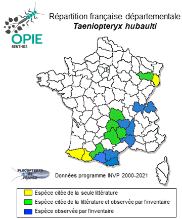 Carte de distribution de Taeniopteryx hubaulti Aubert, 1946