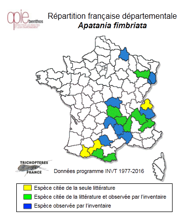 Carte de distribution de Apatania fimbriata (Pictet, 1834)