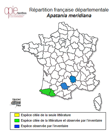 Carte de distribution de Apatania meridiana MacLachlan, 1880