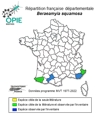 Carte de distribution de Beraeamyia squamosa Mosely,1930