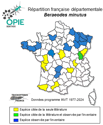 Carte de distribution de Beraeodes minutus (Linnæus, 1761)