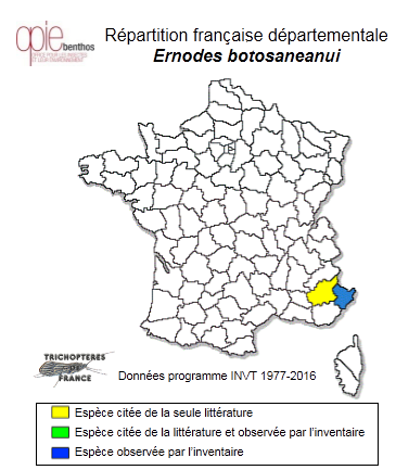 Carte de distribution de Ernodes botosaneanui Vaillant, 1982