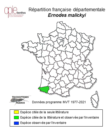 Carte de distribution de Ernodes malickyi Sipahiler, 2001