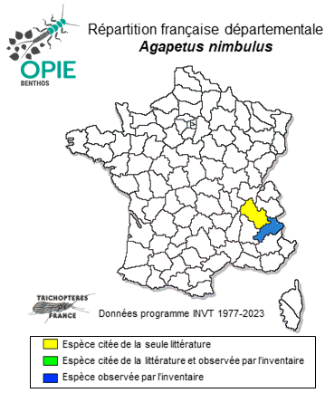 Carte de distribution de Agapetus nimbulus MacLachlan, 1879