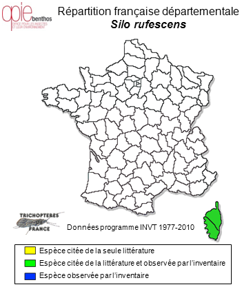 Carte de distribution de Silo rufescens (Rambur, 1842)