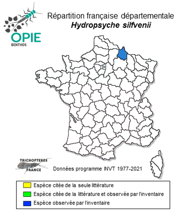 Carte de distribution de Hydropsyche silfvenii Ulmer, 1906