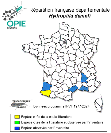 Carte de distribution de Hydroptila dampfi Ulmer, 1929