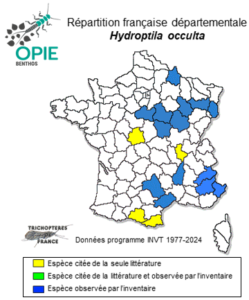 Carte de distribution de Hydroptila occulta (Eaton, 1873)
